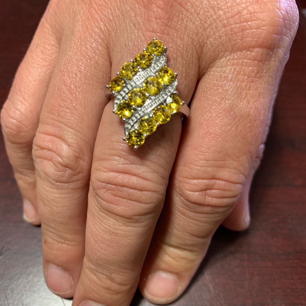 Karis Light Color Topaz Crystal Elongated Ring In Platinum Bond 39$